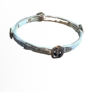 Silver-tone Footprint  poem stretch Charm Bracelet